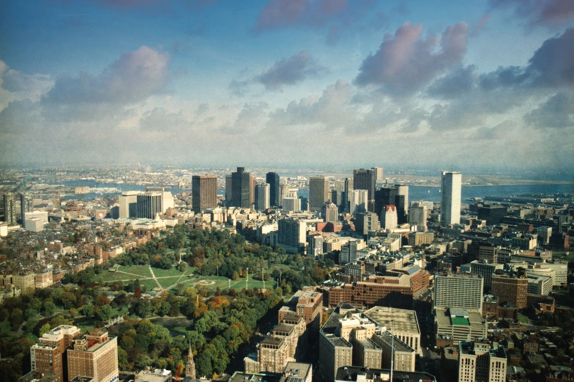Aerial view showcasing the Boston skyline