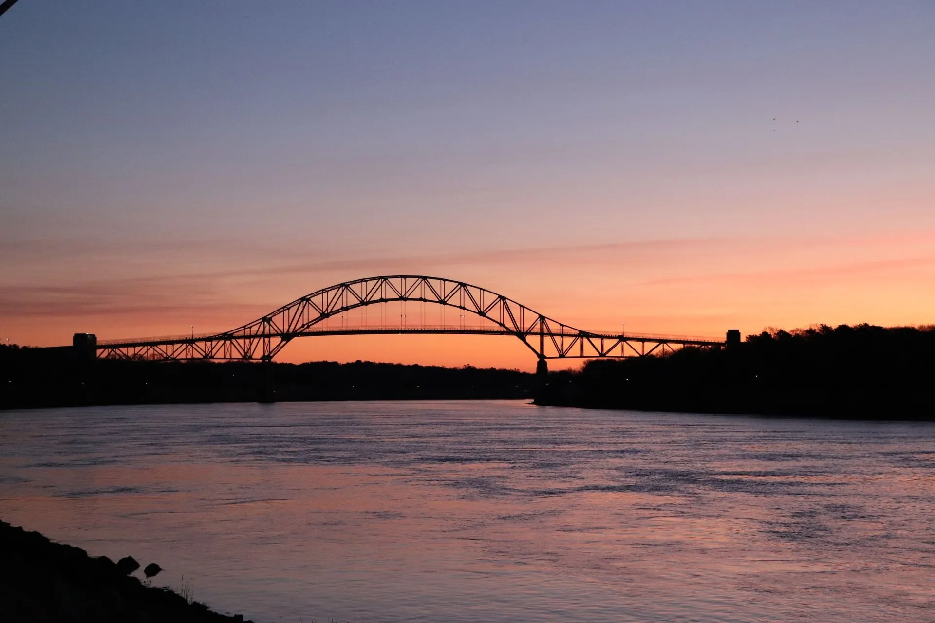 Sunset view silhouetted against the sky over Cape Cod Canal