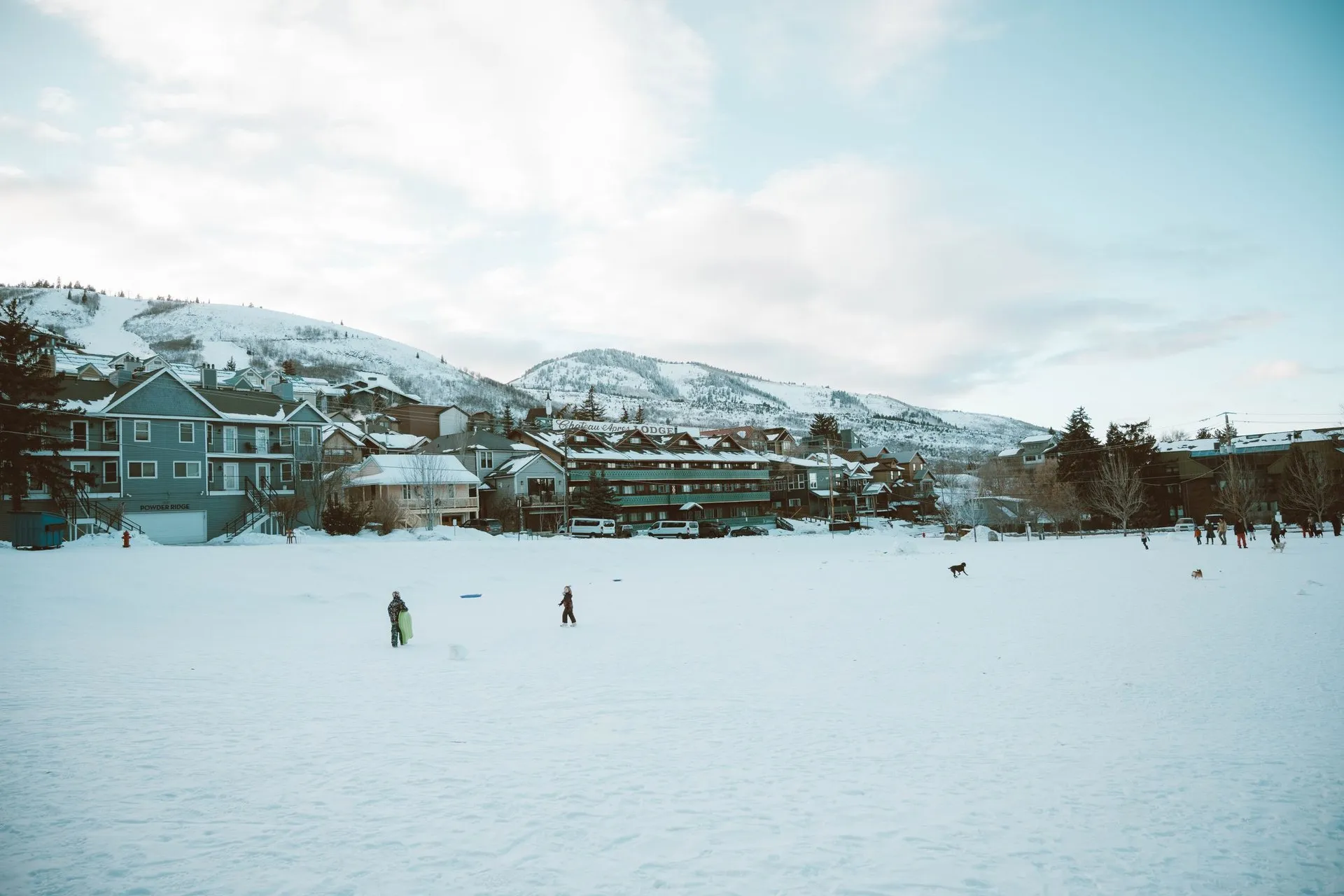 Winter view in Park City with snow-covered landscapes and mountains