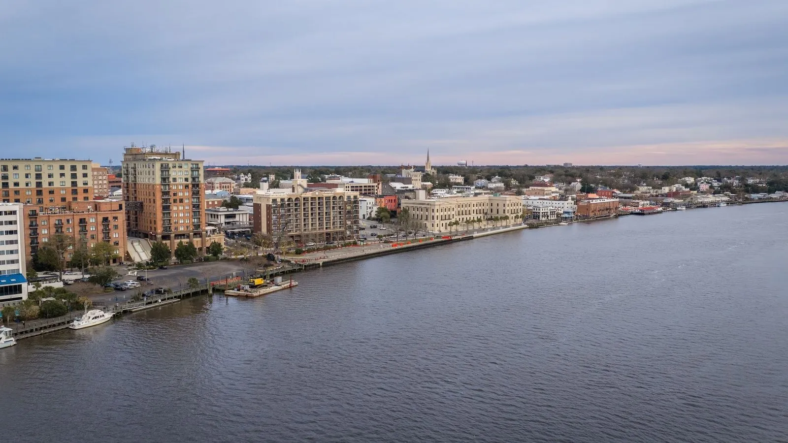 Tampa riverwalk and downtown skyline